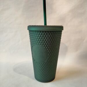 2022 Starbucks Matte Dark Green Grande Touch Studded 16oz Tumbler Cold Cup